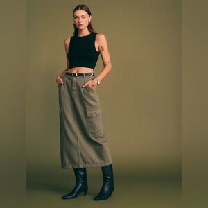 Reformation Olive Green Cargo Skirt